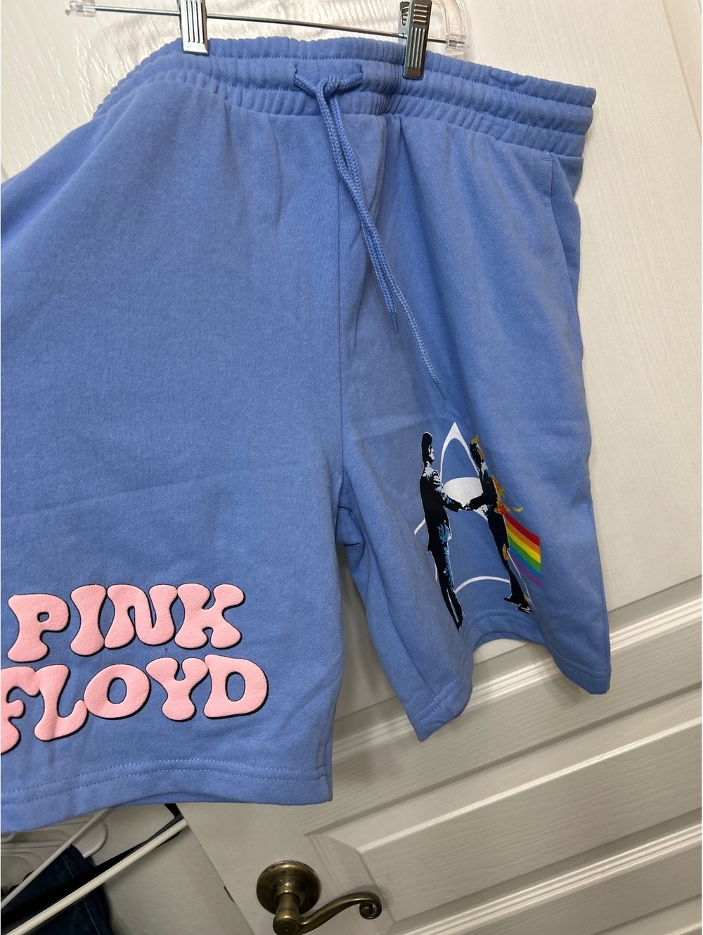 Pink Floyd Blue Graphic Shorts with Drawstring Waist